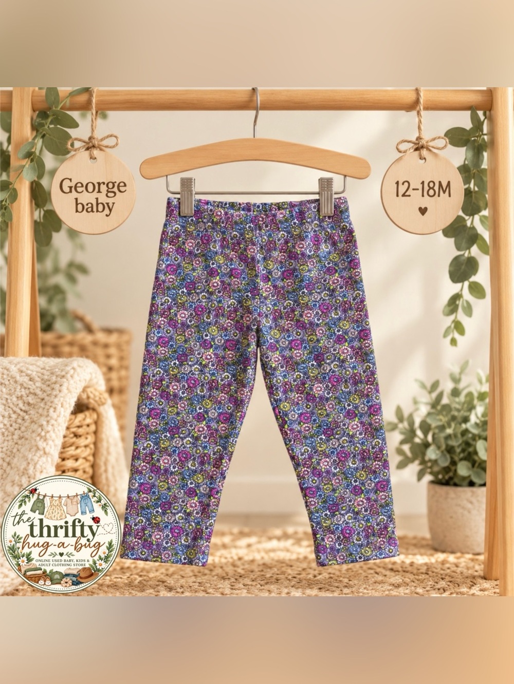 George Baby Floral Leggings – 12–18M 💜🌼